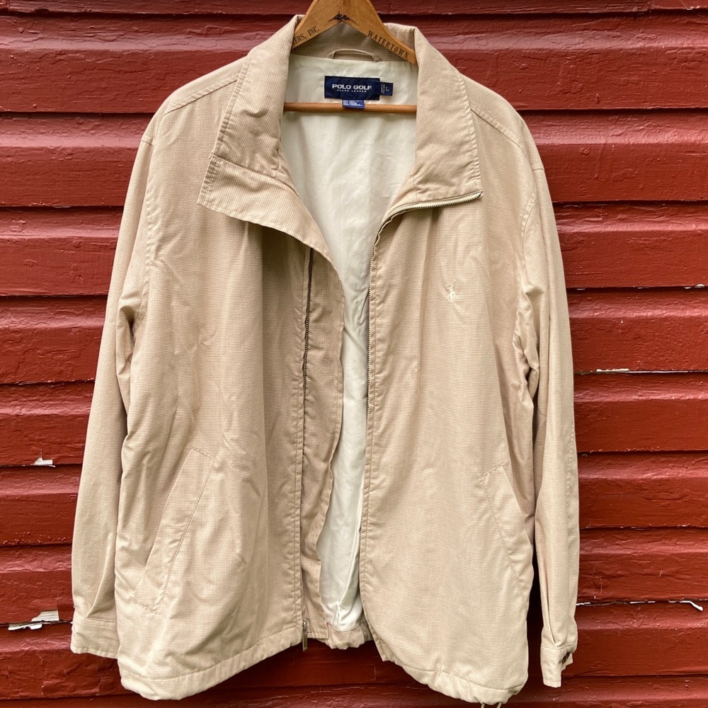 Ralph Lauren POLO Golf Vintage Tan & Cream Houndstooth Cotton Jacket Mens Size L - Picture 5 of 14